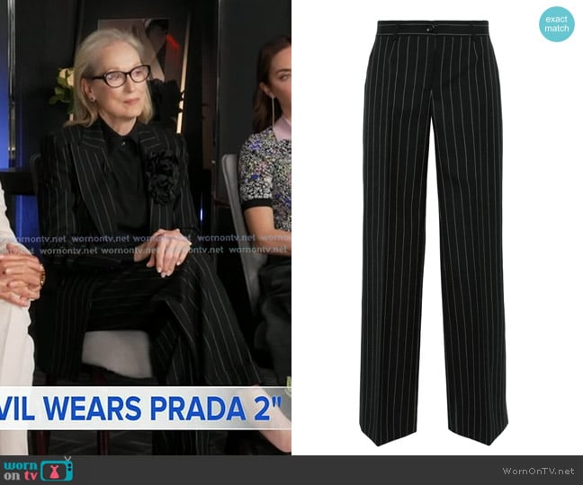 Meryl Streep’s black pinstripe pants on GMA