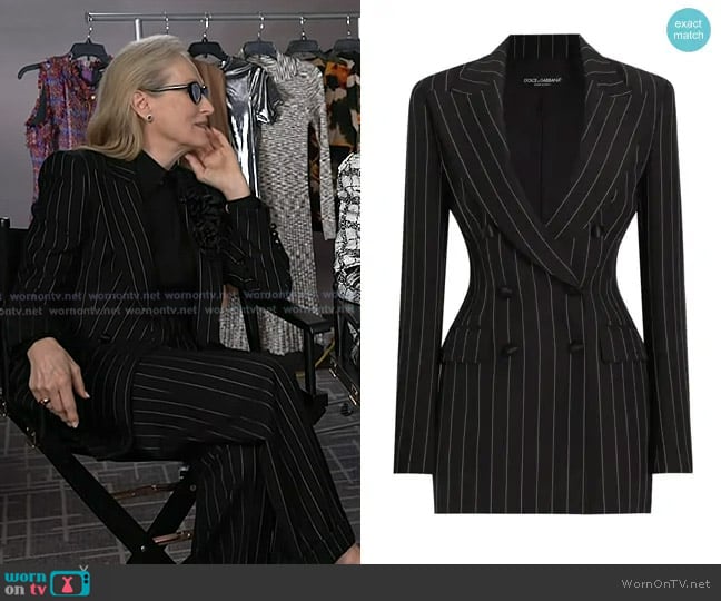 Dolce & Gabbana Striped Double-breasted Blazer worn by Meryl Streep on Today