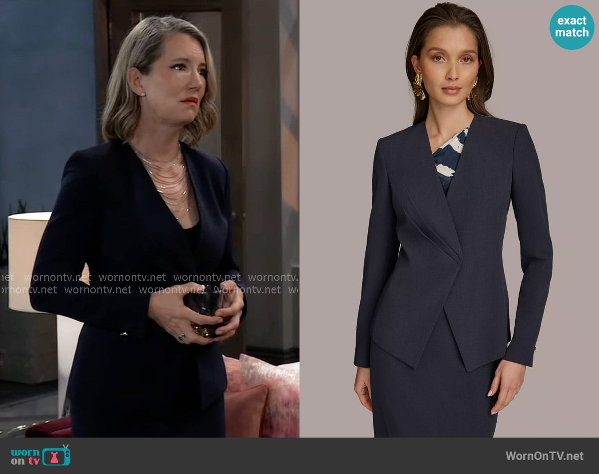 Donna Karan Collarless One-Button Blazer worn by Nina Reeves (Cynthia Watros) on General Hospital