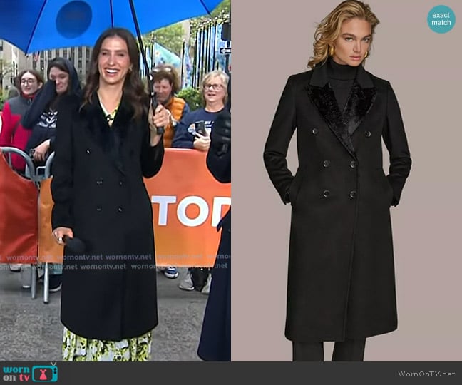 Donna Karan New York Double-Breasted Reefer Coat in Ebony worn by Angie Lassman on Today