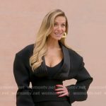 Dorit’s black satin v-neck crop top and fringed pants on The Real Housewives of Beverly Hills