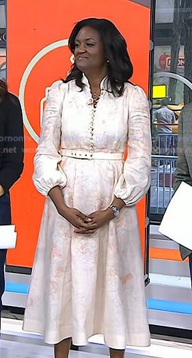 Dr. Angela Lamb’s pink floral belted midi dress on Today