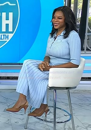 Dr. Michelle Henry’s blue ribbed polo dress on Today