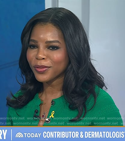 Dr. Michelle Henry’s green knit button front dress on Today