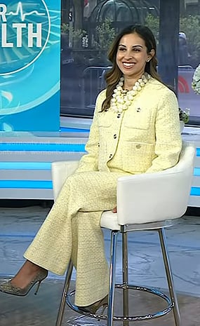 Dr. Rekha Kumar’s yellow tweed jacket and pants on Today