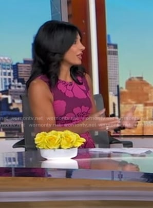 Dr. Tara Narula’s pink floral sleeveless dress on Good Morning America