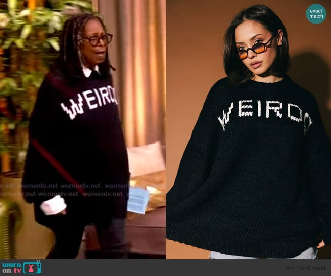 Dressed in Lala I'm a Weirdo Slouchy Knit Sweater worn by Whoopi Goldberg on The View