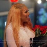 Drew’s white feather trim top on The Real Housewives of Atlanta