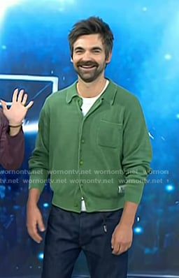 Drew Tarver’s green knit cardigan on Today