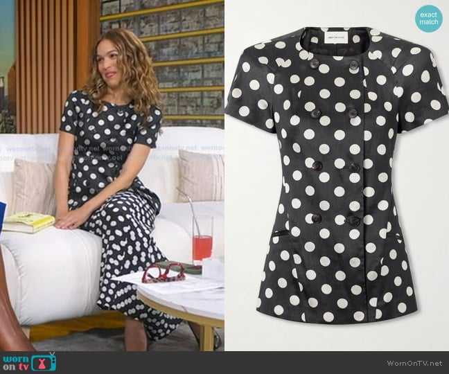 Cleo Wade’s black polka dot jacket on GMA