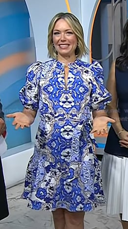 Dylan's blue floral puff sleeve dress on Today