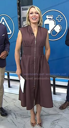 Dylan’s brown zip front v-neck dress on Today