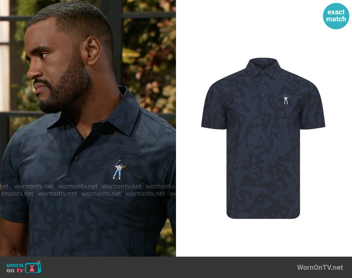Eastside Golf Script Stripe Polo worn by Andre Richardson (Sean Freeman) on Beyond the Gates