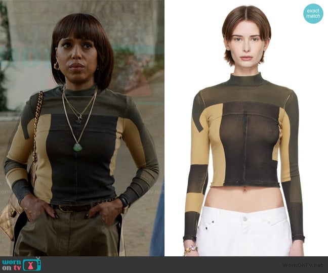 Eckhaus Latta Multicolor Lapped Baby Top In Redacted worn by Eleanor (Kerry Washington) on Imperfect Women