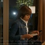 Eleanor’s distressed denim jacket on Imperfect Women