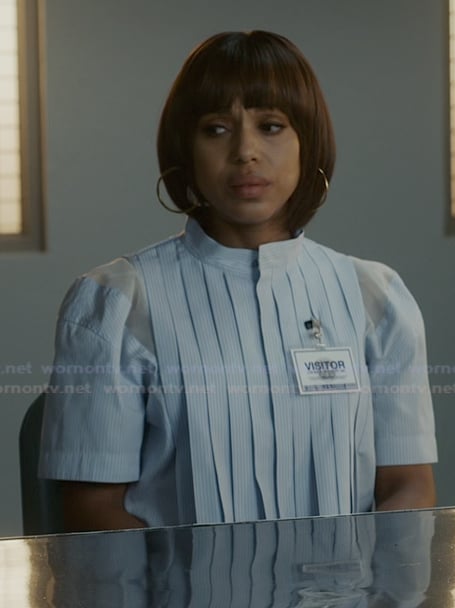 Eleanor’s light blue pleated top on Imperfect Women