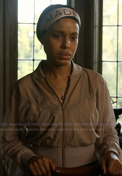 Eleanor's sheer track jacket on Imperfect Women