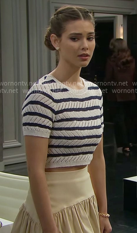 Electra's striped knit top on The Bold and the Beautiful