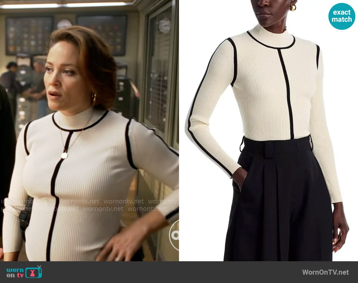 Elie Tahari The Chani Mock Neck Sweater worn by Angie Polaski (Erika Christensen) on Will Trent