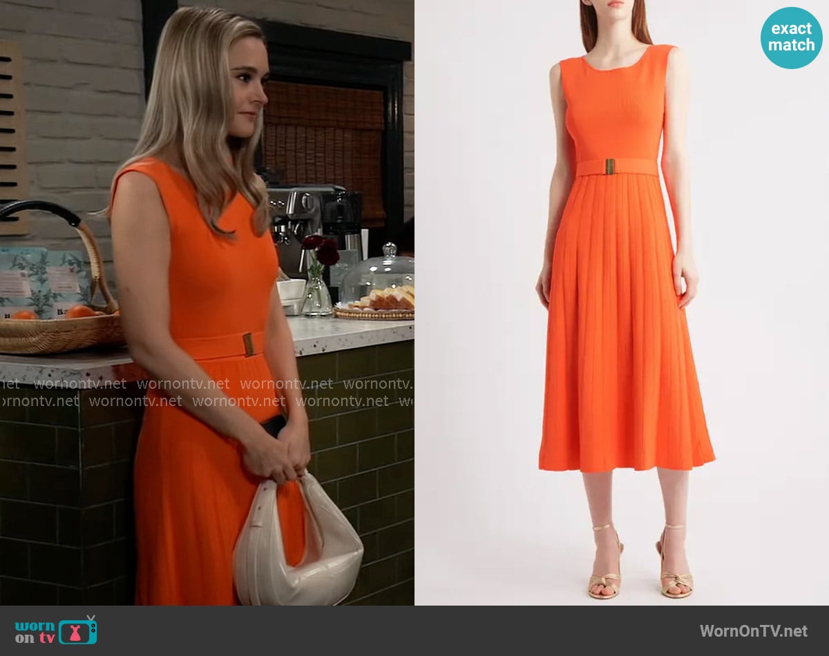Elie Tahari The Sumner Sleeveless Knit Midi Dress worn by Jacinda Bracken (Paige Herschell) on General Hospital