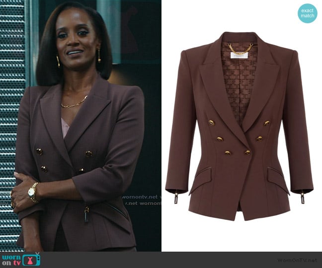Elisabetta Franchi Double-breasted gold-button jacket worn by Olympia (Skye P. Marshall) on Matlock