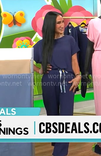 Elizabeth Werner’s blue lounge set on CBS Mornings