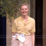 Elle Fanning’s yellow striped polo and tulle skirt on Live with Kelly and Mark