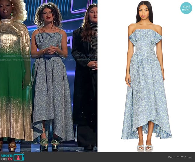 Liv Ciara’s blue floral ruffle dress on The Voice