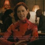 Elsbeth’s floral print mesh top and skirt on Elsbeth