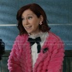 Elsbeth’s pink ribbed fur jacket on Elsbeth