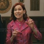 Elsbeth's pink jacquard coat dress on Elsbeth