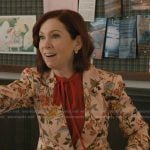 Elsbeth’s pink floral ruched sleeve blazer on Elsbeth