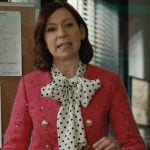 Elsbeth’s pink tweed cardigan on Elsbeth