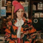 Elsbeth’s mushroom print fleece coat on Elsbeth