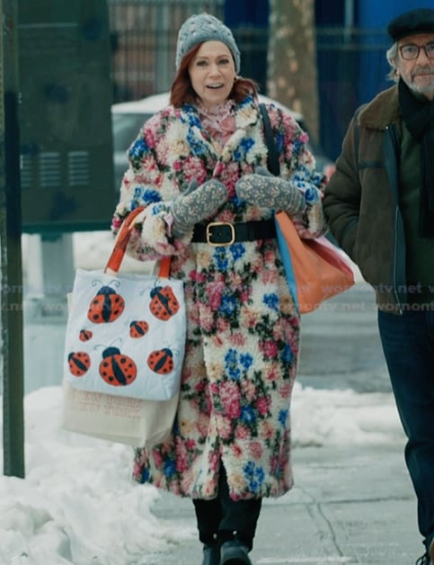 Elsbeth's floral print coat on Elsbeth