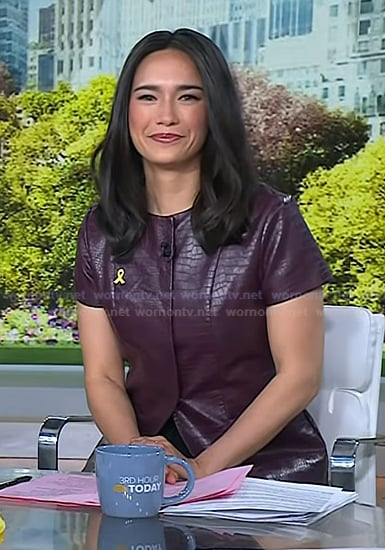 Emilie’s burgundy crocodile top on Today