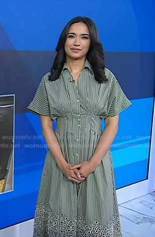 Emilie’s green striped eyelet shirtdress on Today