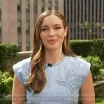 Emily’s light blue embroidered dress on Access Hollywood