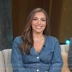Emily’s v-neck denim mini dress on Access Hollywood