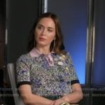 Emily Blunt’s floral polo top and grey skirt on Good Morning America