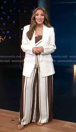 Emily’s brown stripe cami and wide-leg pants on Access Hollywood