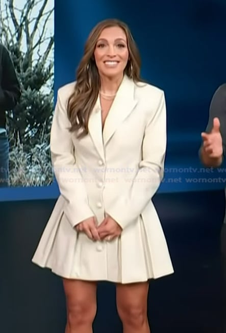Emily’s white mini blazer dress on Access Hollywood