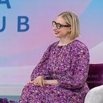 Emma Straub’s purple floral long sleeve dress on Today