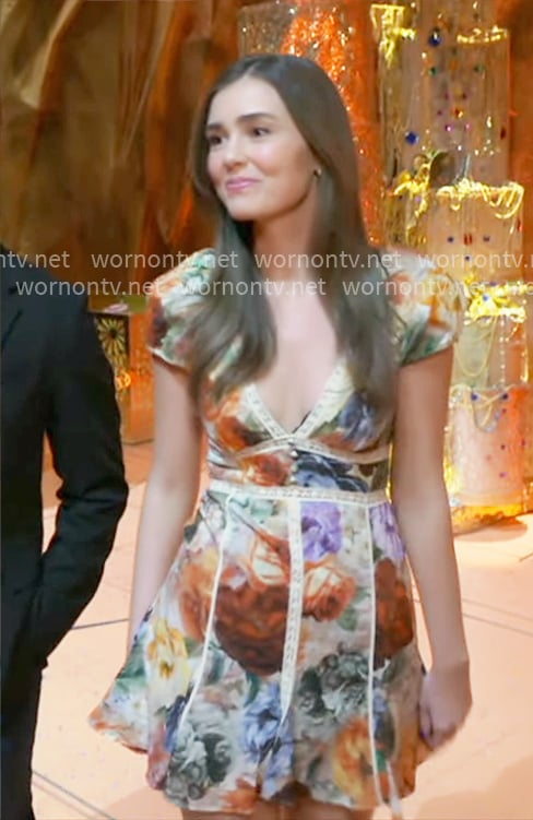 Emma’s floral v-neck dress on General Hospital