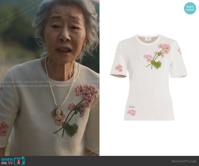 Erdem Embroidered Knit Jacquard Top worn by Chairwoman Park (Youn Yuh-jung) on Beef