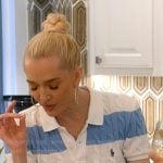 Erika's white and blue stripe polo sweater on The Real Housewives of Beverly Hills