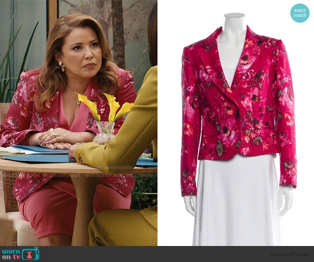Escada Silk Floral Print Blazer worn by Eva Munoz (Justina Machado) on Matlock