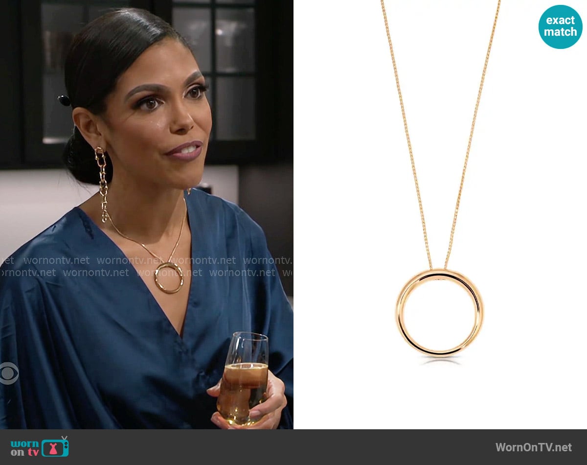 Ettika Eternal Orbit Pendant Necklace worn by Dani Dupree (Karla Mosley) on Beyond the Gates