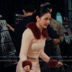 Eunice’s pink fur trim cardigan on XO Kitty