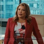 Eva’s red ruffle hem blazer and floral dress on Matlock